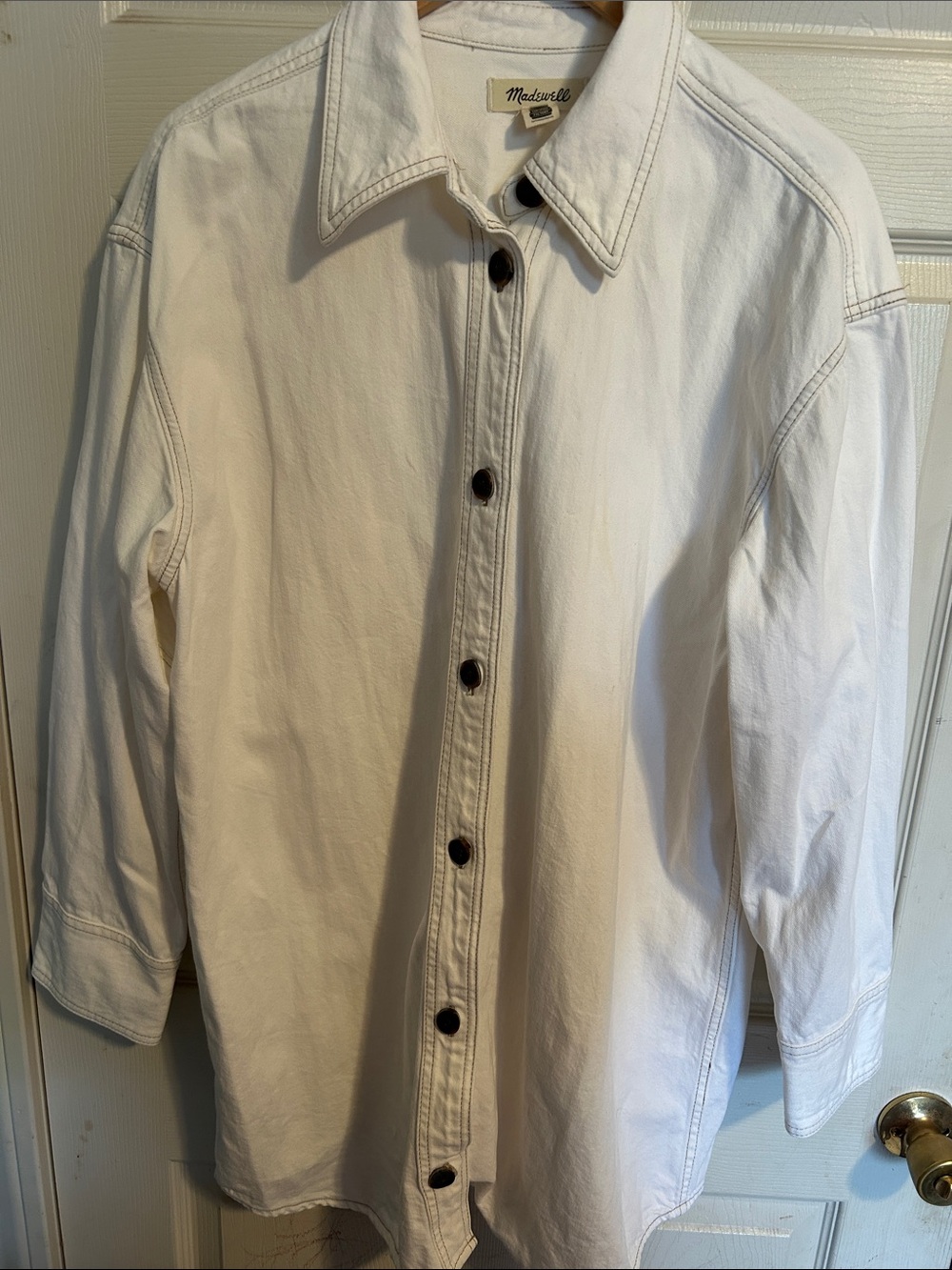 Madewell Cream Oversized Button-Up Shirt dress with Dark Buttons